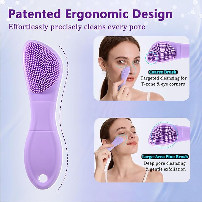 PeaKalo Silicone Face Scrubber Black Head Remover for Face- Appliances for Removing Make-up for Deep Cleansing Blackhead Remover Tools Face Spatula Makeup Removal Washing Brushes Pore Cleaner (Purple)