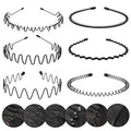 Metal Headbands for Men & Women, 6 Pack Wavy Spring Zigzag Hair Bands, Adjustable Non-Slip Sports Headband for Running, Workout, Gym & Outdoor Activities, Black Unisex Hair Accessories