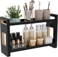 UJQSUN Bathroom Counter Organizer,Bathroom Counter Shelf,Bathroom Organizers,Under Sink Organizer,Cologne Organizer for Men,Colognes Stand,Cologne Cabinet,Vanity Shelf(Black 2 Tier)