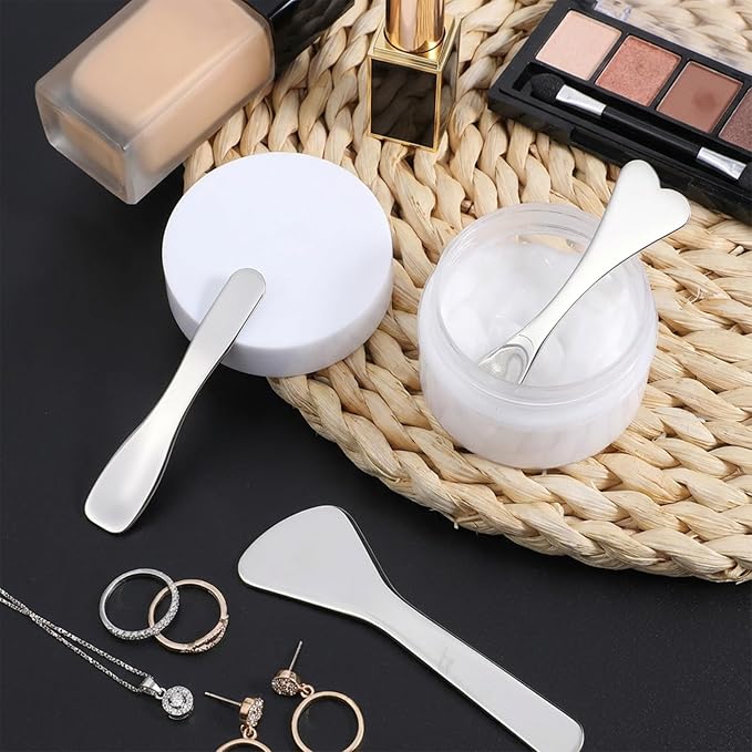 5pcs Stainless Steel Cream Spoon Mini Metal Makeup Spatula