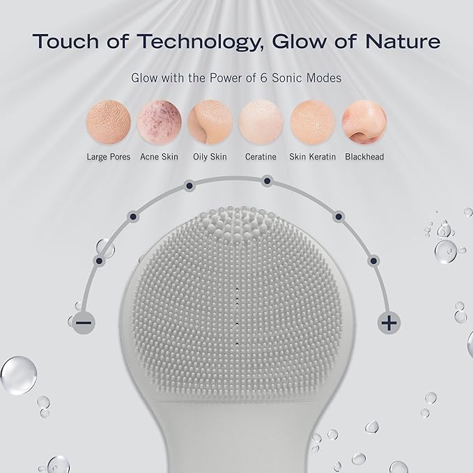 Nautica PC130 Sonic Facial Cleansing Brush Made with Ultra Hygienic Soft Silicone, Waterproof and Rechargeable Face Scrub Brush for Men & Women - (Milk)