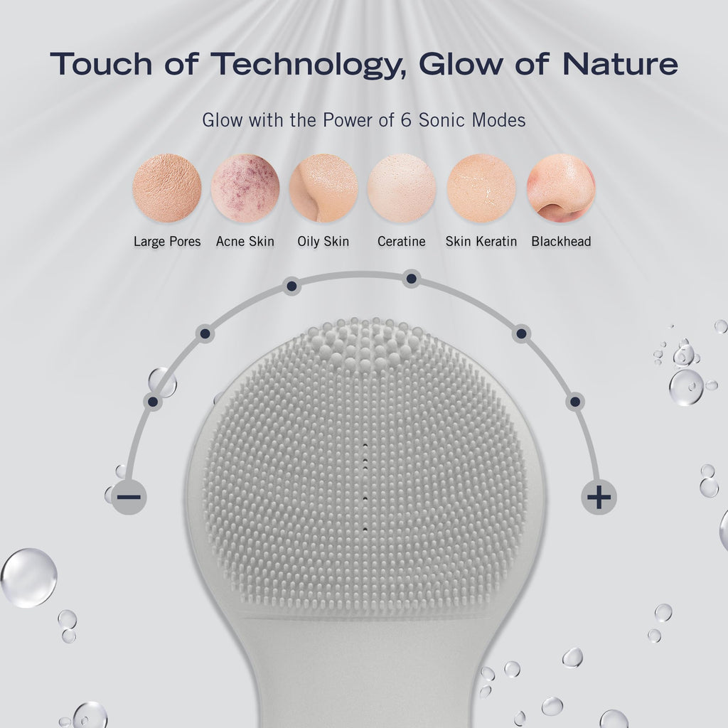 Nautica PC130 Sonic Facial Cleansing Brush Made with Ultra Hygienic Soft Silicone, Waterproof and Rechargeable Face Scrub Brush for Men & Women - (Milk)