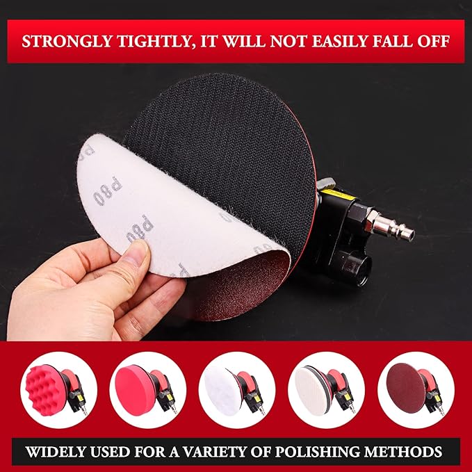 Rycubre pneumatic Air Sander 5/6 Inch DA Palm Sander for auto body, High Speed Random Orbital Sander for Woodworking & Auto Polishing (6 Inch)