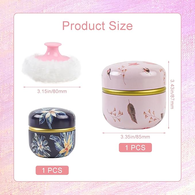 ASUNFO 2 Pcs Powder Puff for Body Powder with Case Light Pink & Dark Blue