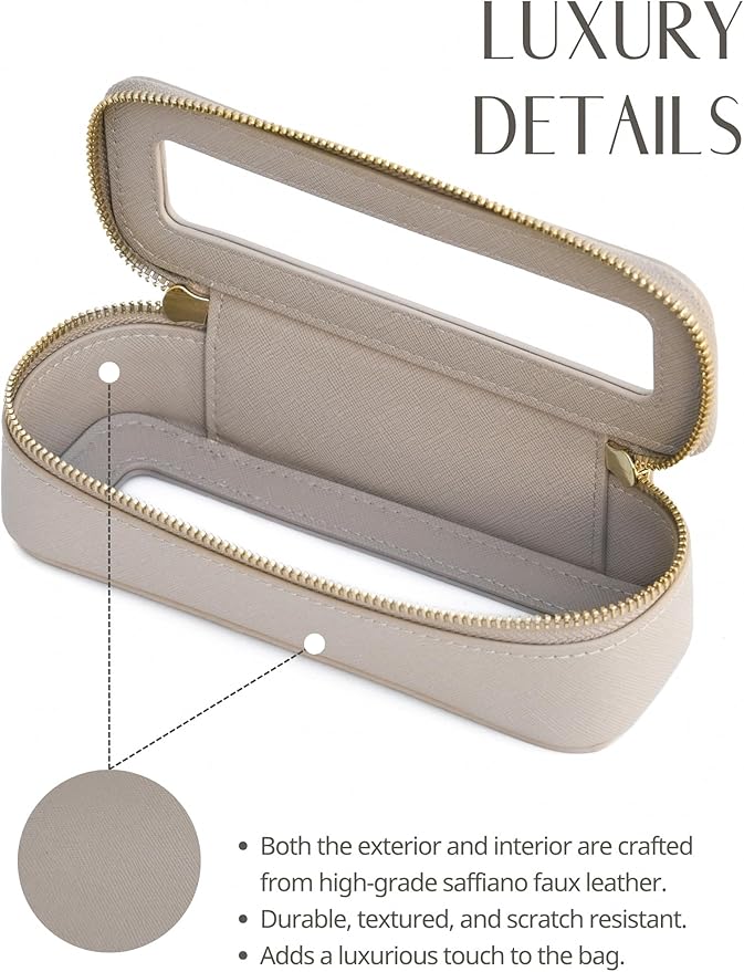 Popvibe Clear Makeup Brush Bag Travel Cosmetic Case Transparent Zipper Toiletry Bag Organizer for Traveling, Stone, Slim