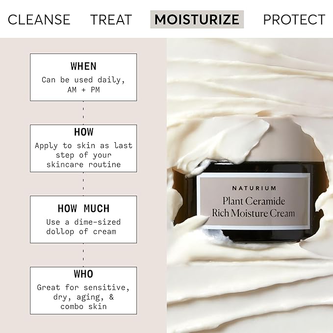 Naturium Plant Ceramide Rich Moisture Cream Jumbo, Hydrating & Anti-Aging Skincare, 3.5 oz