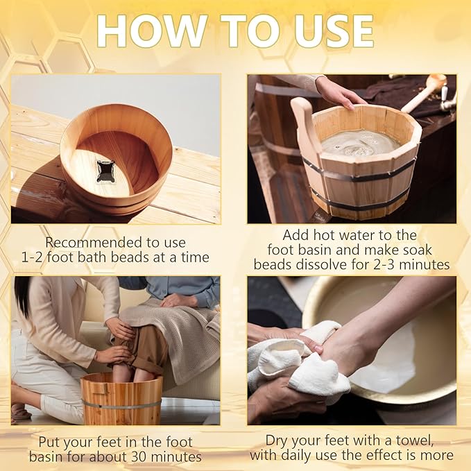 Bee Venom Foot Soak Beads, L-ymphatic Drainage & Foot Soak Beads for Foot Soaking Tub Pedicure Relief Foot (2Pack-14Pcs)