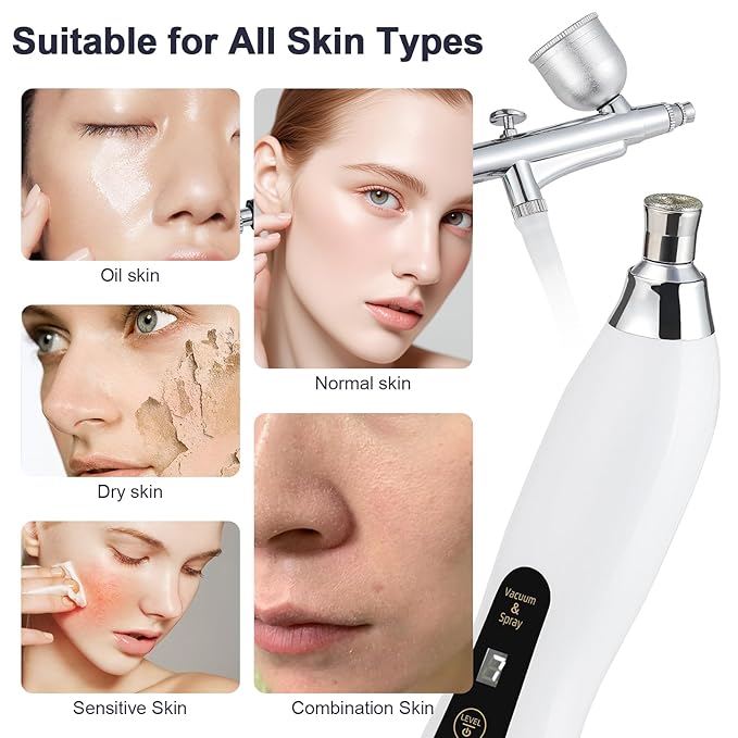Microdermabrasion Machine, 7 Suction Modes with 9 Diamond Tips and Airbrush