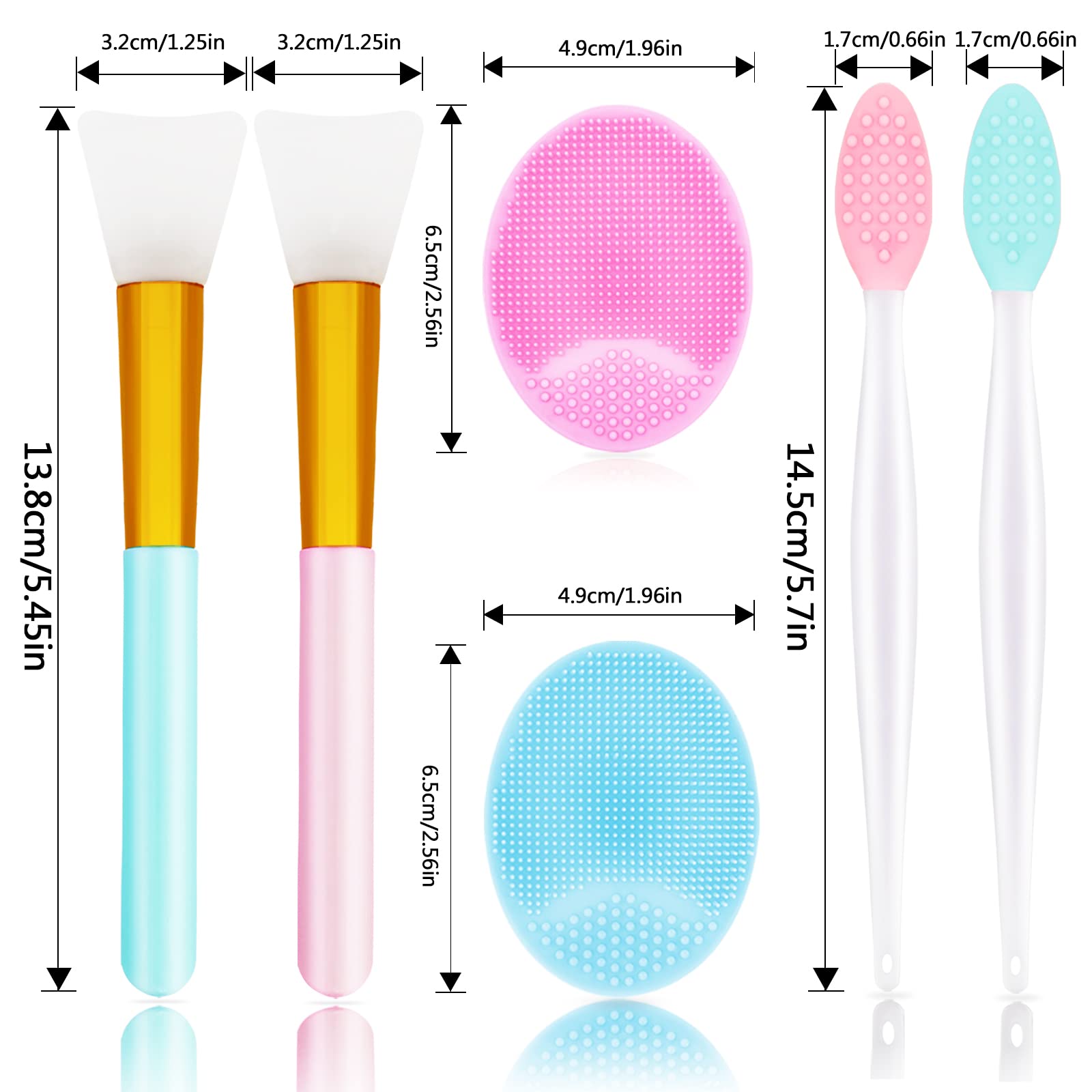 6 PCS Silicone Face Scrubber Brush Set, 2pcs Lip Scrub Brushes and Face Cleansing Brush Silicone Exfoliator Tool and Facial Applicator for Women Men