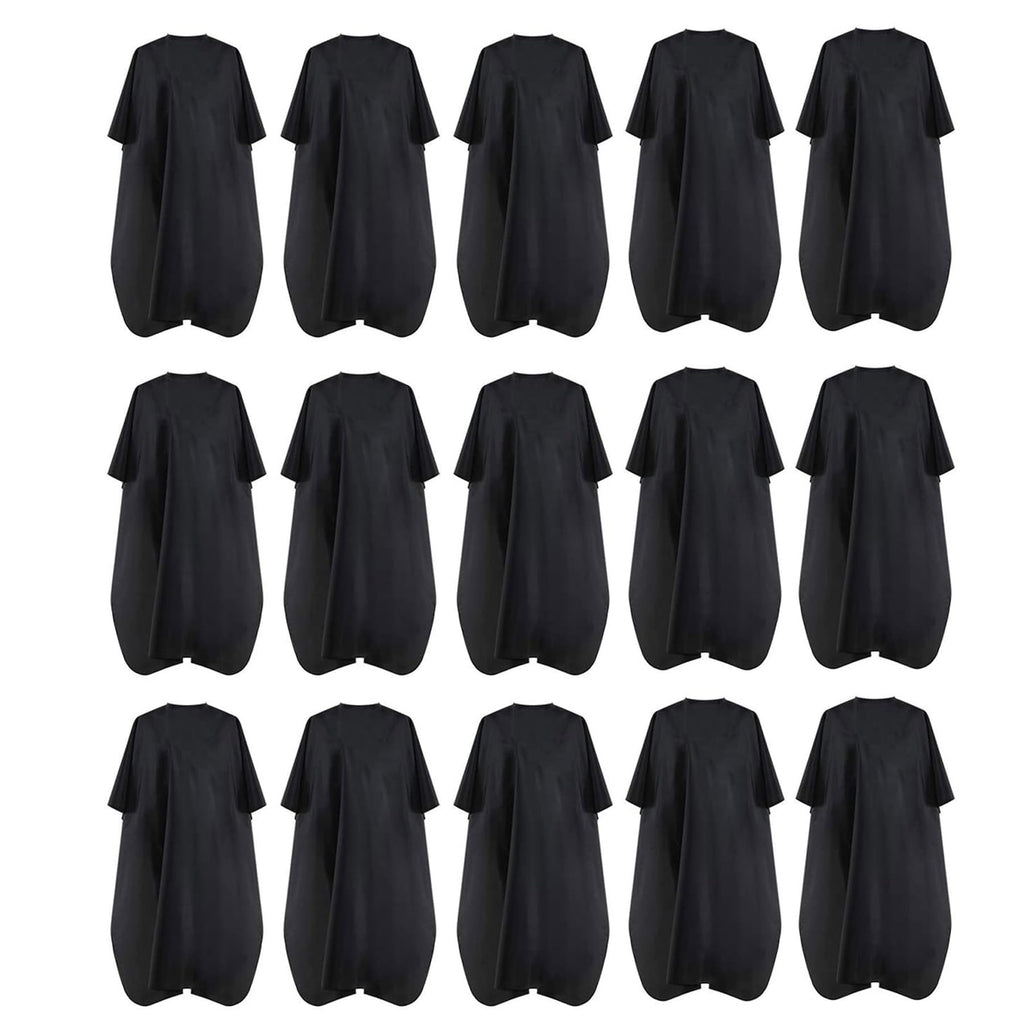 Black Waterproof Hair Salon Cape Professional Barber Cape with Metal Snap Closure Hair Cutting Cape (Black-15 Pack)