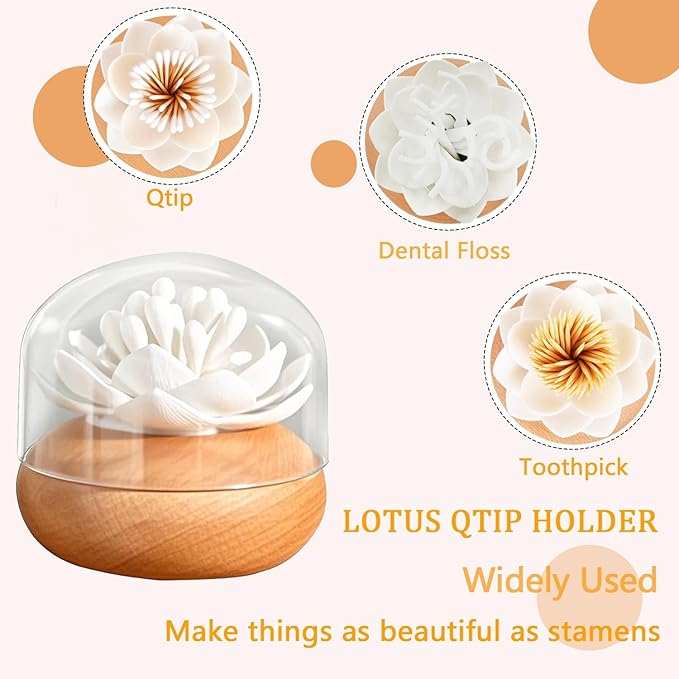 Cotton Swab Holder Q-Tip Holder Toothpick Holder Dispenser Black Bathroom Accessories 3D Wooden Qtip Holder Cotton Swabs Holder Restroom Sink Desktop Bathroom Decor and Accessories (Pink)