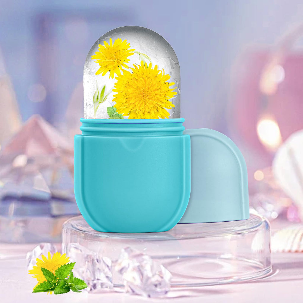 Ice Roller for Face and Eye,Facial Beauty Ice Roller Skin Care Tools, Facial Cube, Gua Sha Face Massage, Silicone Ice Mold for Beauty (Blue)