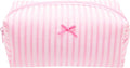 PAZIMIIK Cozy Makeup Bag for Women,Zipper Cosmetic Pouch,Stripe Cute Pink