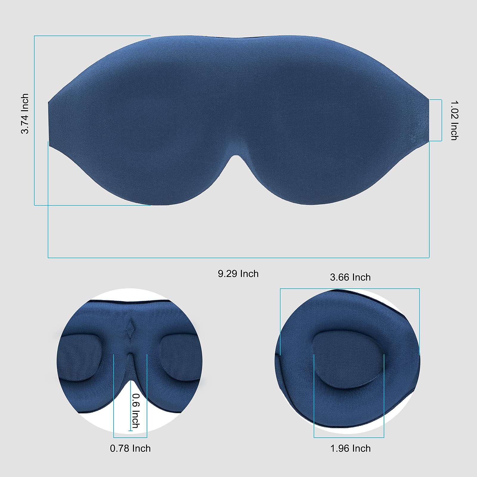 ALASKA BEAR 100% Blackout Sleep Mask Most Comfortable Contoured Eye Cups and Nose Covering for Women Men, 3D Pillowy Soft Light Blocking Eye Mask 0 Pressure on Eyelids & Eyelashes, Earplugs Set, Blue
