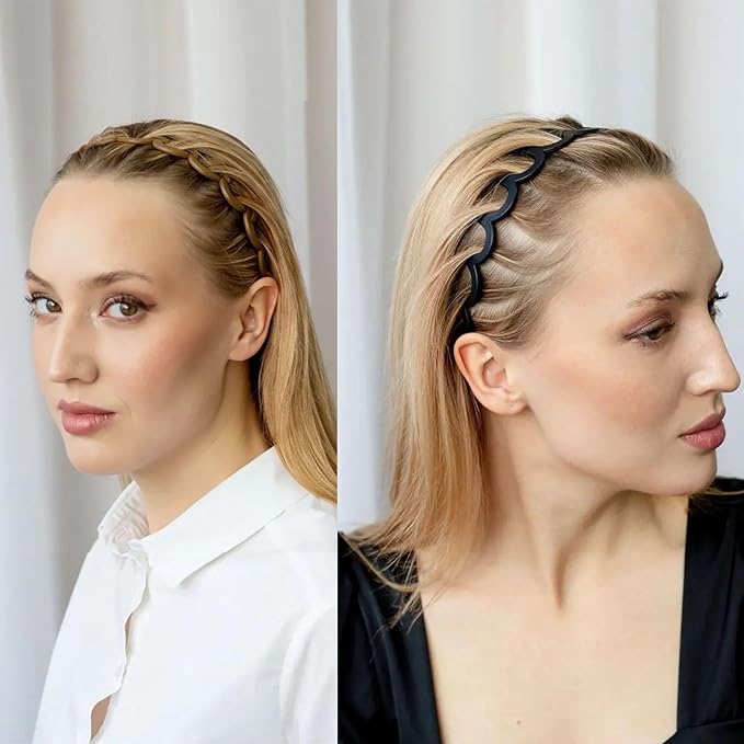 Supgoodom 6 PCS Zig Zag Headbands Plastic Wavy Hair Head Band Comb with Teeth Hoop Accessories for Women Men Girls, Matte Retro Color