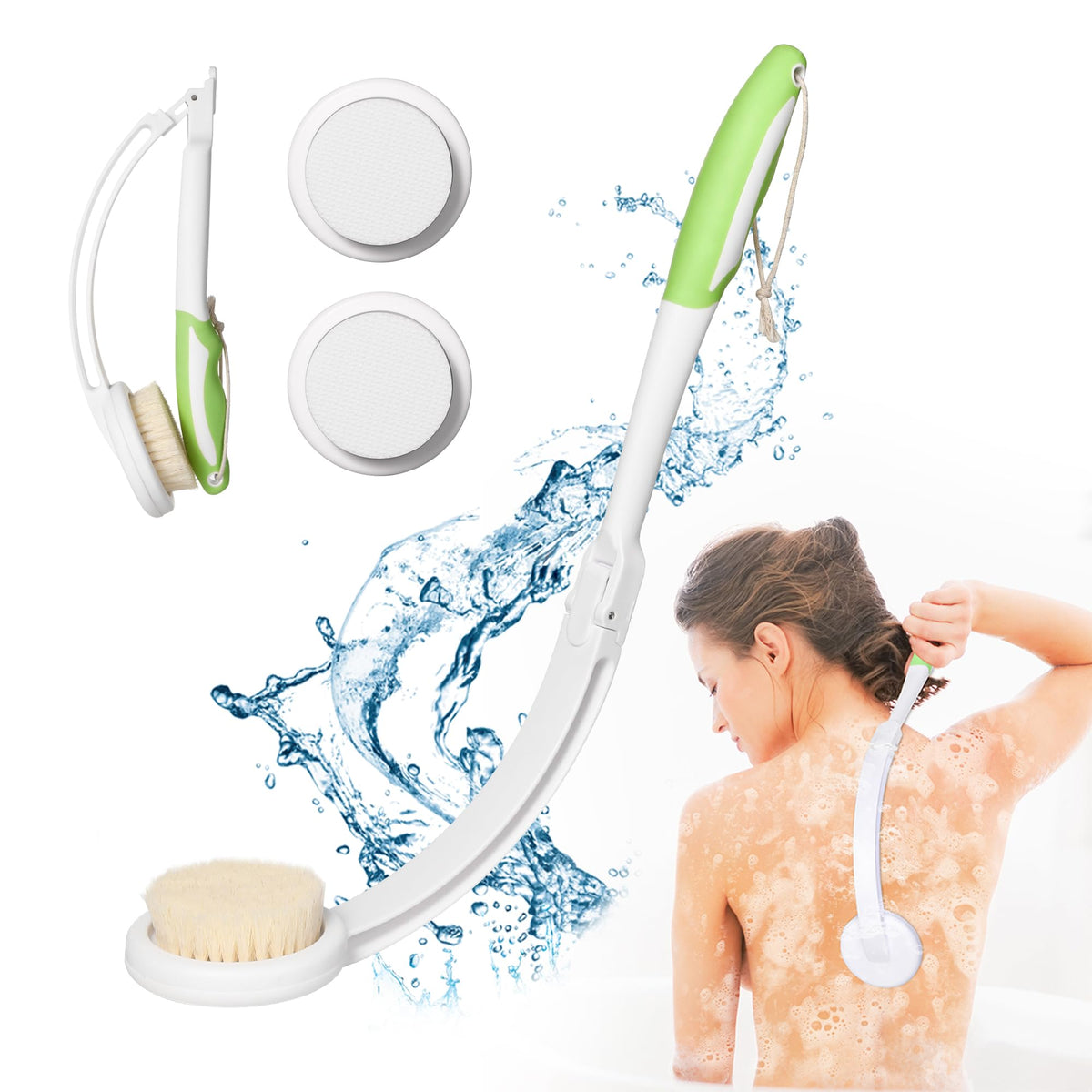Fanwer 2 Pack Back Scrubber for Shower with Long Handle, 27.5" Long Handle Back Bath Brush for Elderly, Disabled, Limited Mobility, Post-Surgery, Frozen Shoulder,Arthritis,Men and Women