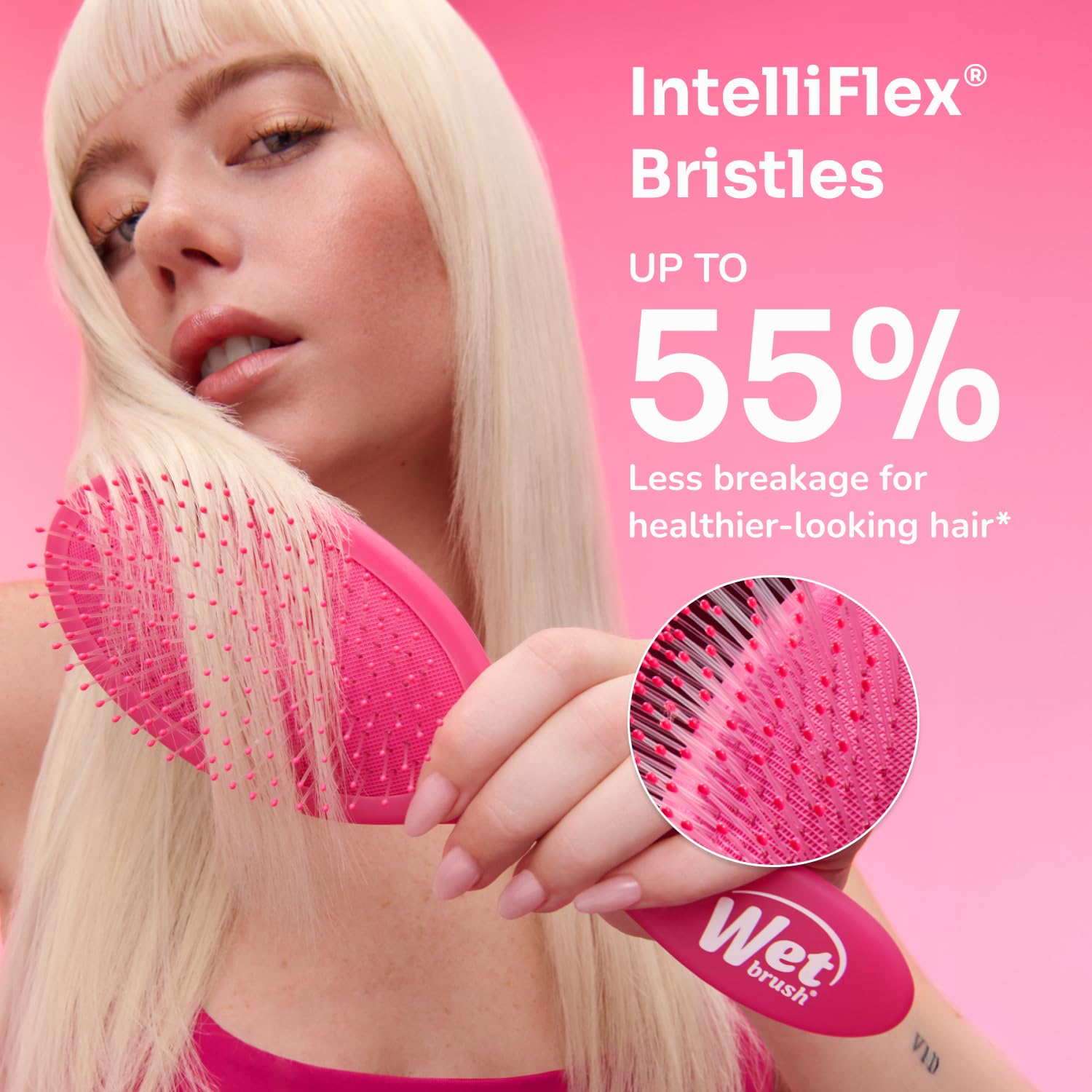 Wet Brush Original Detangler Hair Brush, Pink, Ultra-Soft IntelliFlex Bristles, Detangling Bristles Glide Through Tangles (Wet Dry & Damaged Hair), Women & Men (Pack of 2)