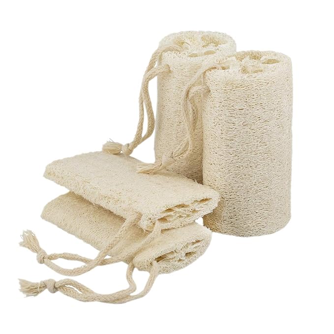 pisdoplop Natural Loofah Exfoliating Body Sponge Scrubber, 5 inch-Long Organic Loofa Luffa Plant-Based for Men & Women Skin Care Bath Shower Cleaning, Natural Sponges for Dishes