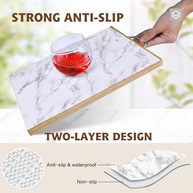 Shelf Liners for Kitchen Cabinets 12in x 10FT, Non Adhesive Drawer Liner Marble Pattern Thickened Shelf Liner Non-Slip Easy to Clean for Tool Box Refrigerator with Knife and Tape Measure