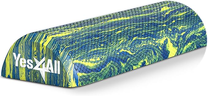 Yes4All EVA Firm Foam Roller for Stretching, Half Yoga Back Roller for Muscle Massage for Pilates, Yoga, Balance & Core Exercises,12 inches, Blue Green