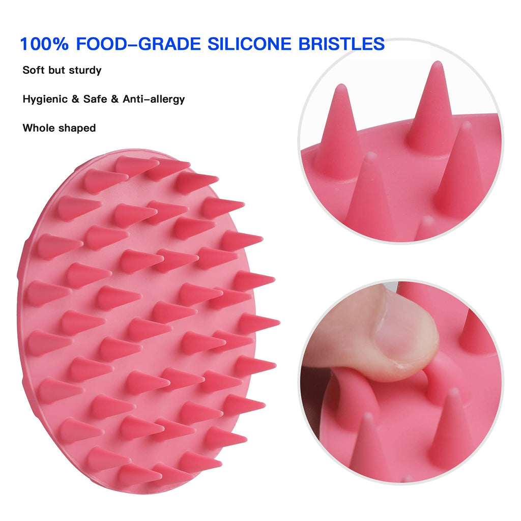 One-piece Silicone Scalp Massager Shampoo Brush Hair Wash Scrubber, Pink