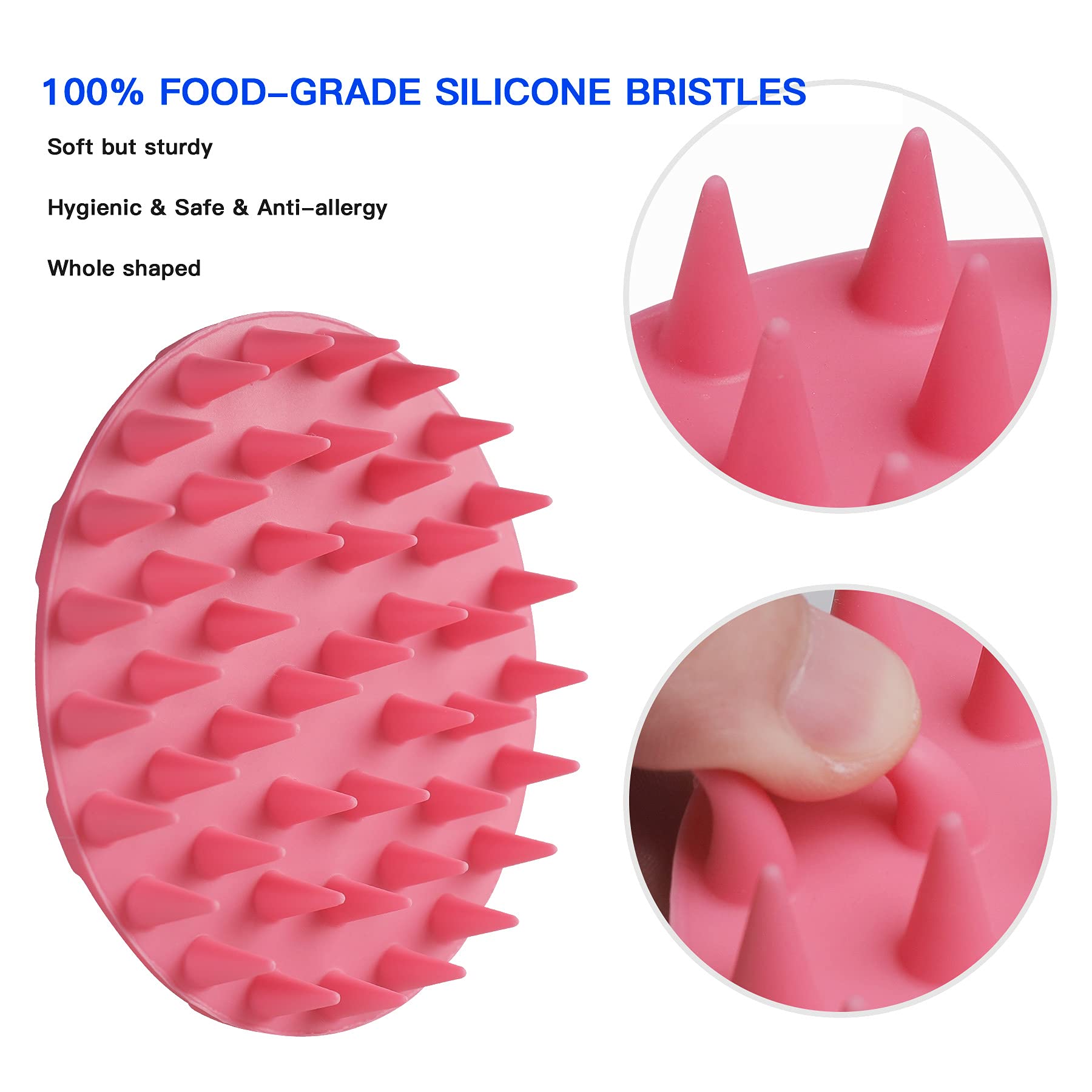 One-piece Silicone Scalp Massager Shampoo Brush Hair Wash Scrubber, Pink