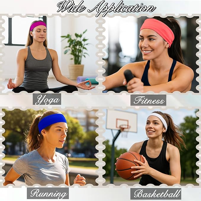 25 Pack Headbands for Women 25 Colors Head Bands for Women's Hair, Non Slip Stretchy Elastic Headbands for Yoga Running Gym