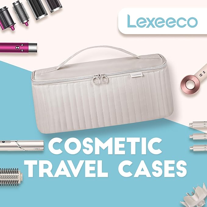 Lexeeco Travel Carrying Case for Hair Dryer Shark Flexstyle Dyson Airwrap Brush Hair Accessories Tools Storage Bag for Revlon Hairdryer Styler Organizer (Camel)