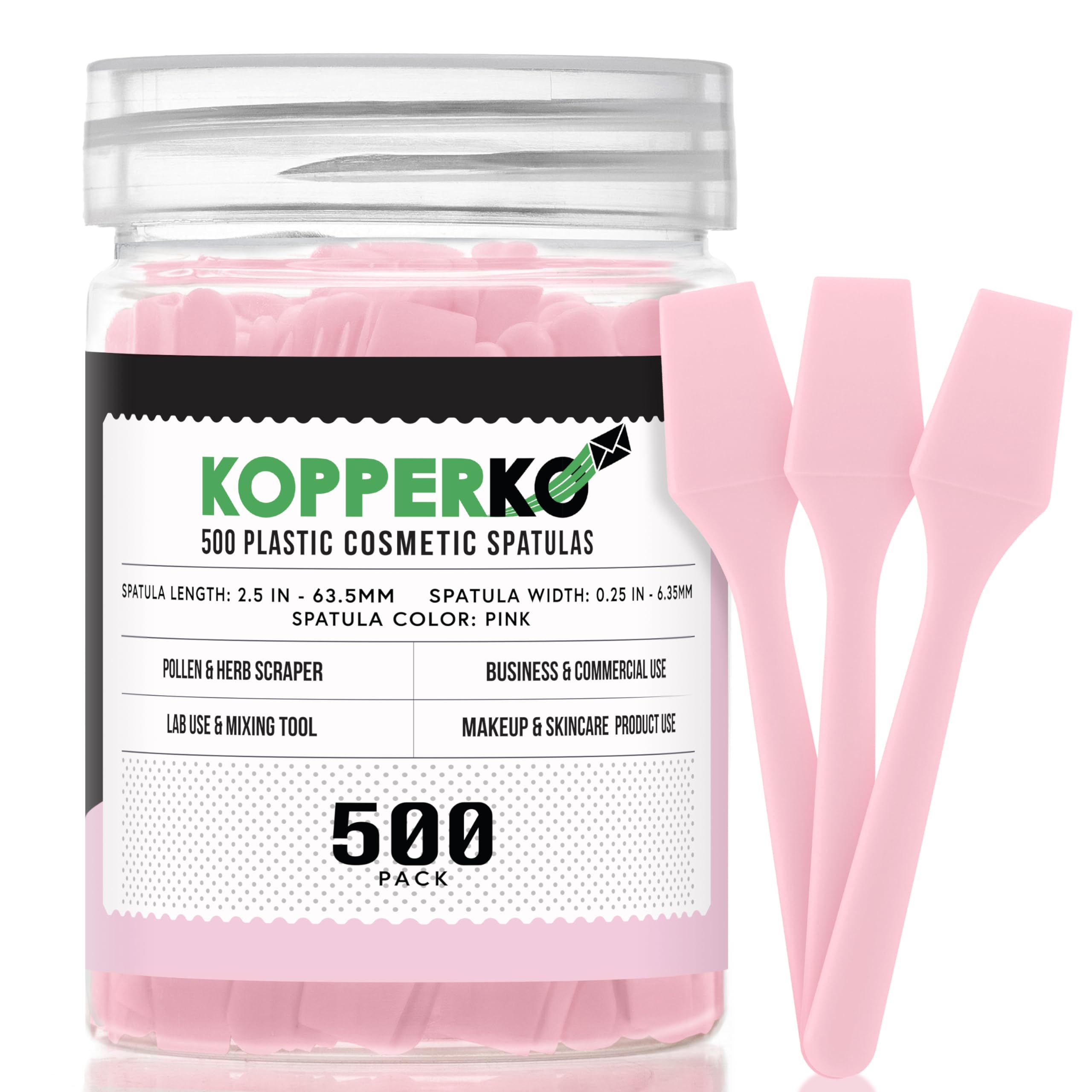 Kopperko Mini Face Cream Spatula (2.5", 500 Pack) - Small Lotion Spatula Tool for Skincare, Creams & Crafts | Skincare Applicator for Mixing, Cosmetic, Face Mask | Disposable Makeup Paddles | Pink