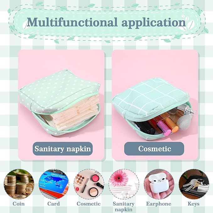 LIQWEI 4 Pcs Sanitary Napkin Storage Bags, Period Bag, Portable Menstrual Cup Pouches Nursing Pad Holder Tampon Bags for Girls&Women