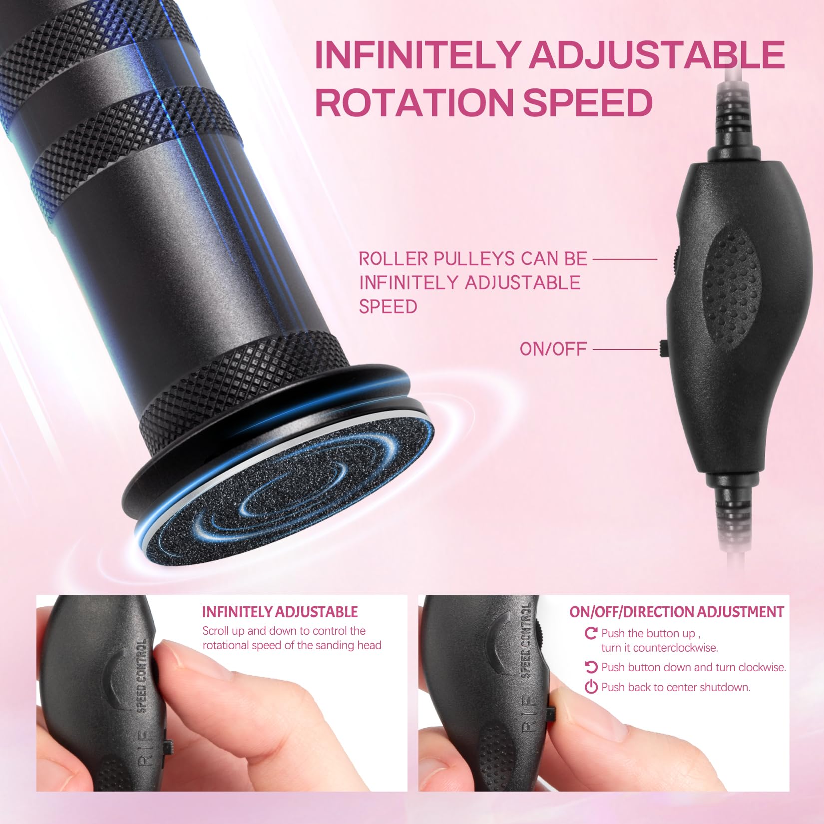 Krofaue 1200RPM Electric Foot Callus Remover, 60pcs Sandpaper, Black