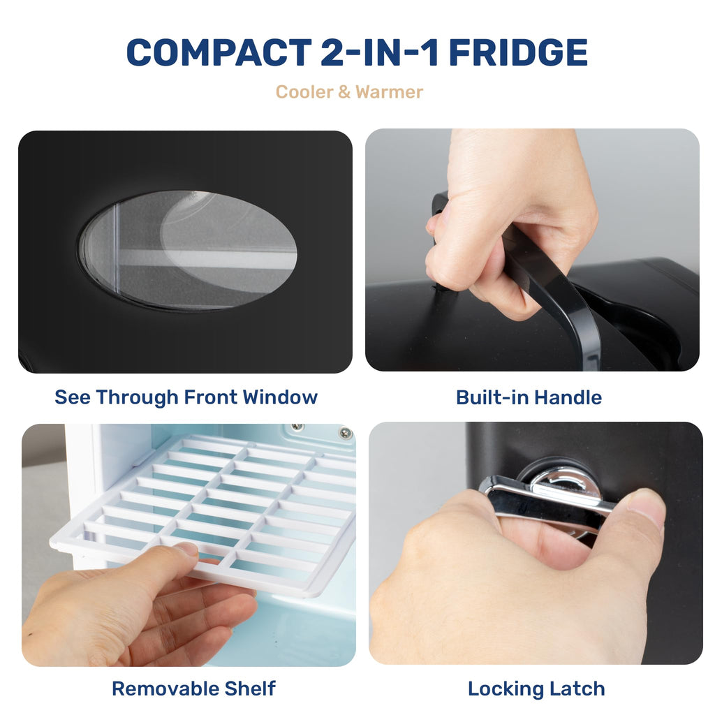 Simple Deluxe Mini Fridge with Observation Window, 4 Liter/6 Can Portable Cooler & Warmer Freon-Free Small Refrigerator, Compact for Skincare, Beverage, Food, Cosmetics, Black New