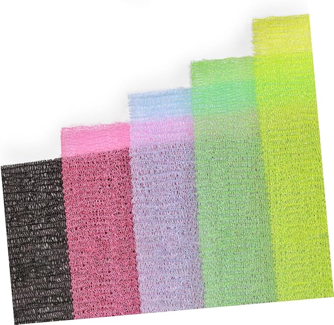 LALADEFIEE 5Pcs Exfoliating Bath Back Scrubber with Long Strap for Effortless Cleansing Gentle Skin Exfoliation for Back and Neck Cleaning Random Colors Random Color