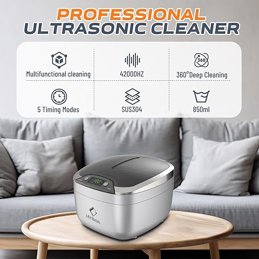 LifeBasis 28oz Professional Ultrasonic Cleaner, 42kHz Jewelry Cleaner