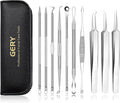 Blackhead Remover Tools,Upgrade 10 PCS Acne Needles,GERY Whitehead Removal Extractor Tools,Pimple Popper Tool Kit, Professional Stainless Pimple Acne Blemish Removal Tools Set with Leather Package
