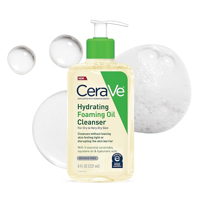 CeraVe Hydrating Foaming Oil Facial Cleanser with Hyaluronic Acid, 8oz