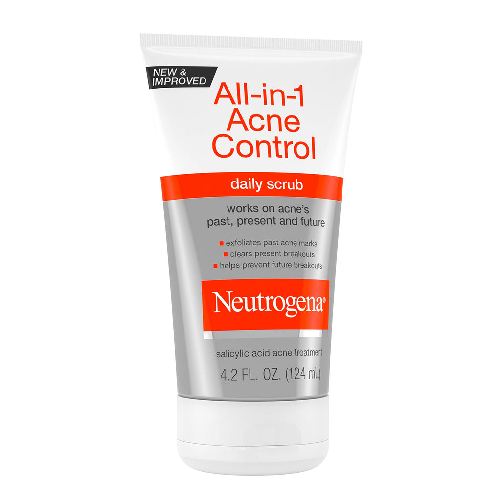 Neutrogena All-In-1 Acne Control Daily Face Scrub to Exfoliate and Treat Acne, Salicylic Acid Acne Treatment, 4.2 fl. oz