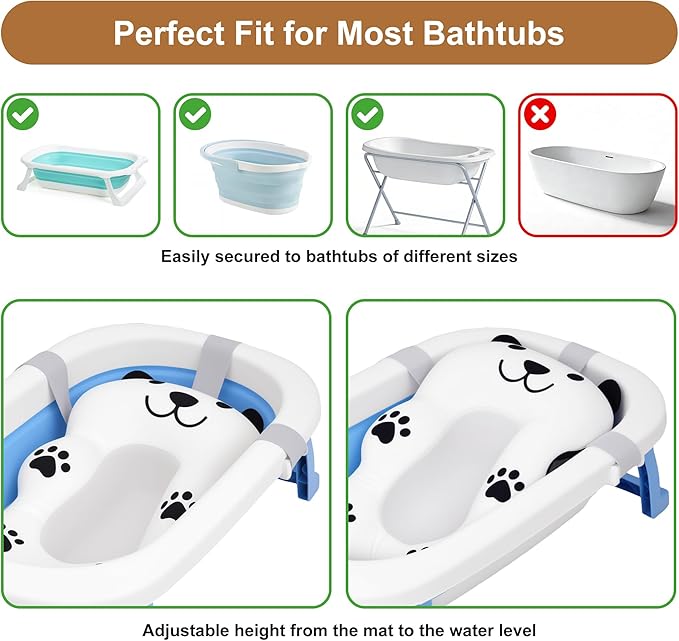 Xinghuifu Dog Bathing Comfort mat– Floating Soft Non-Slip Pad with Adjustable Safety Straps for Small & Medium Dogs, Soothing Bathtub Cushion for Pets
