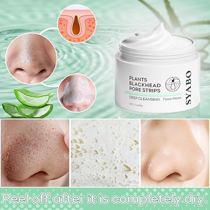 Blackhead Mask for Pore, Blackhead Remover Peel off Strips, Nose Plants Pore Cleanser, Aloe Refreshing Pore Peel Off Mask with 100 pcs Strips (1.7oz)