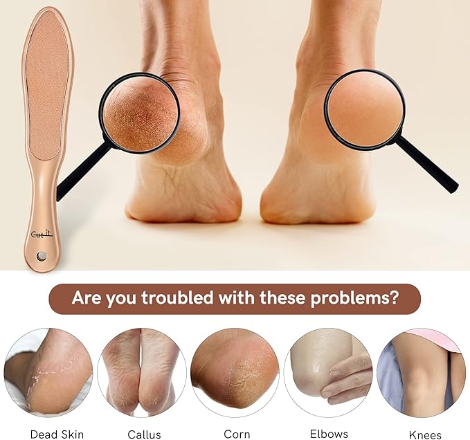 10.4'' Double Sided Nano Glass Foot File Callus Remover, Glass Foot File Heel Scraper for Cracked Heels, Washable Foot Rasp for Wet and Dry Feet - Foot Scraper for Shower Use