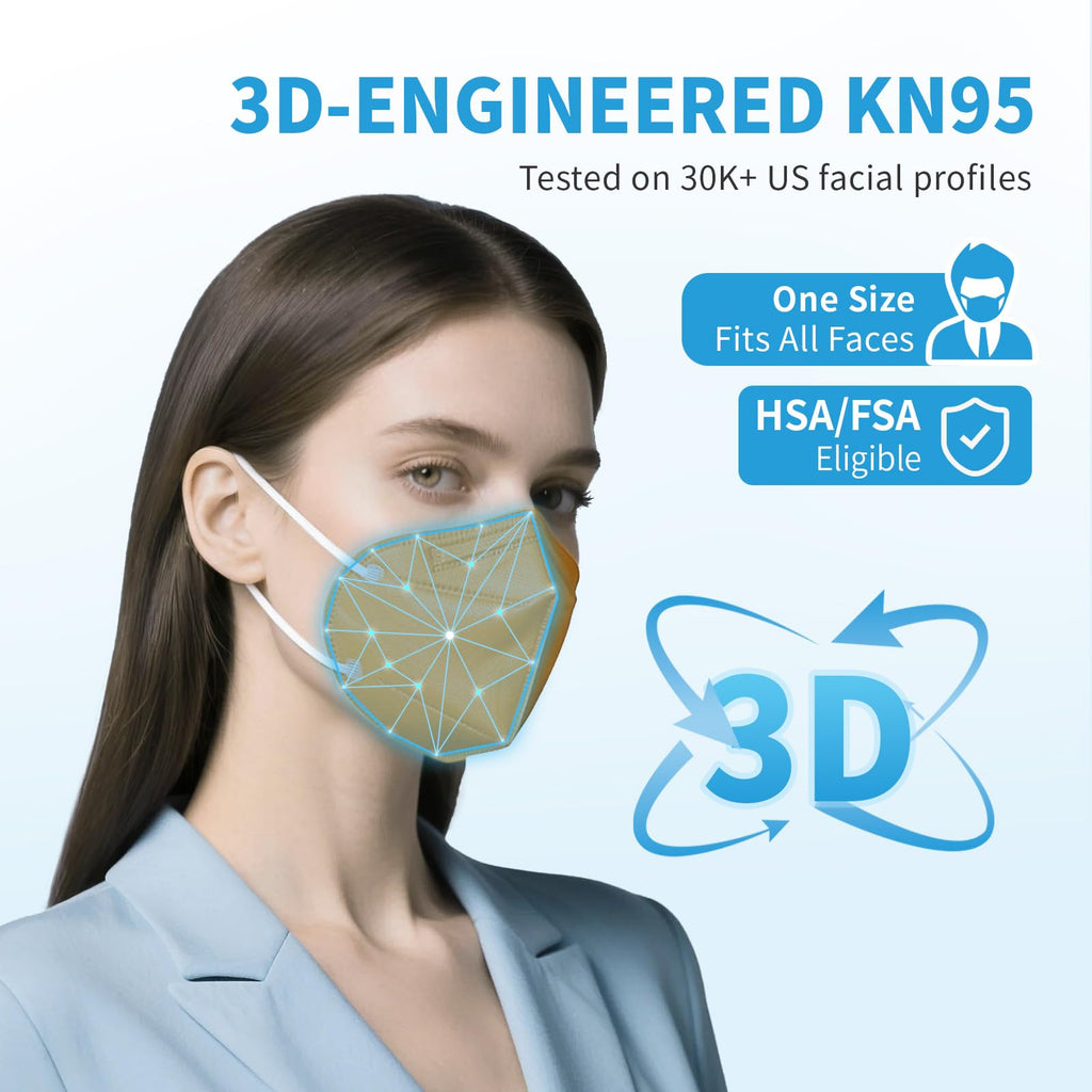 akgk KN95 Face Mask 50 PCS, Breathable Protection Masks, 5-Ply KN95 Masks, Cup Dust Safety Masks
