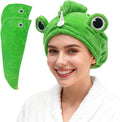 2-Pack Frog Hair Turbans, Super Absorbent Microfiber Hair Towels for Long Hair, Quick Dry, Cute Animal Design, Gift for Women Girlfriend Bestie