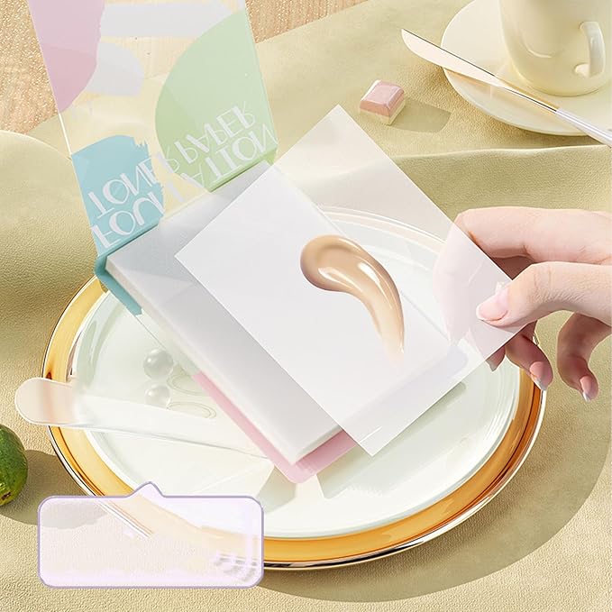 2pcs Liquid Palette Paper Disposable Makeup Coloring Paper with Mixing Stick Lipstick Paper, Makeup Palette Mixing Tray Apply for Eye Shadow Lipsticks