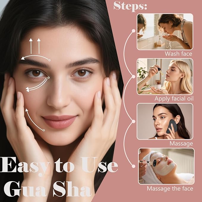 Ao Yee ZGL Gua Sha Facial Massage Tool and Roller Set,Face Depuffing