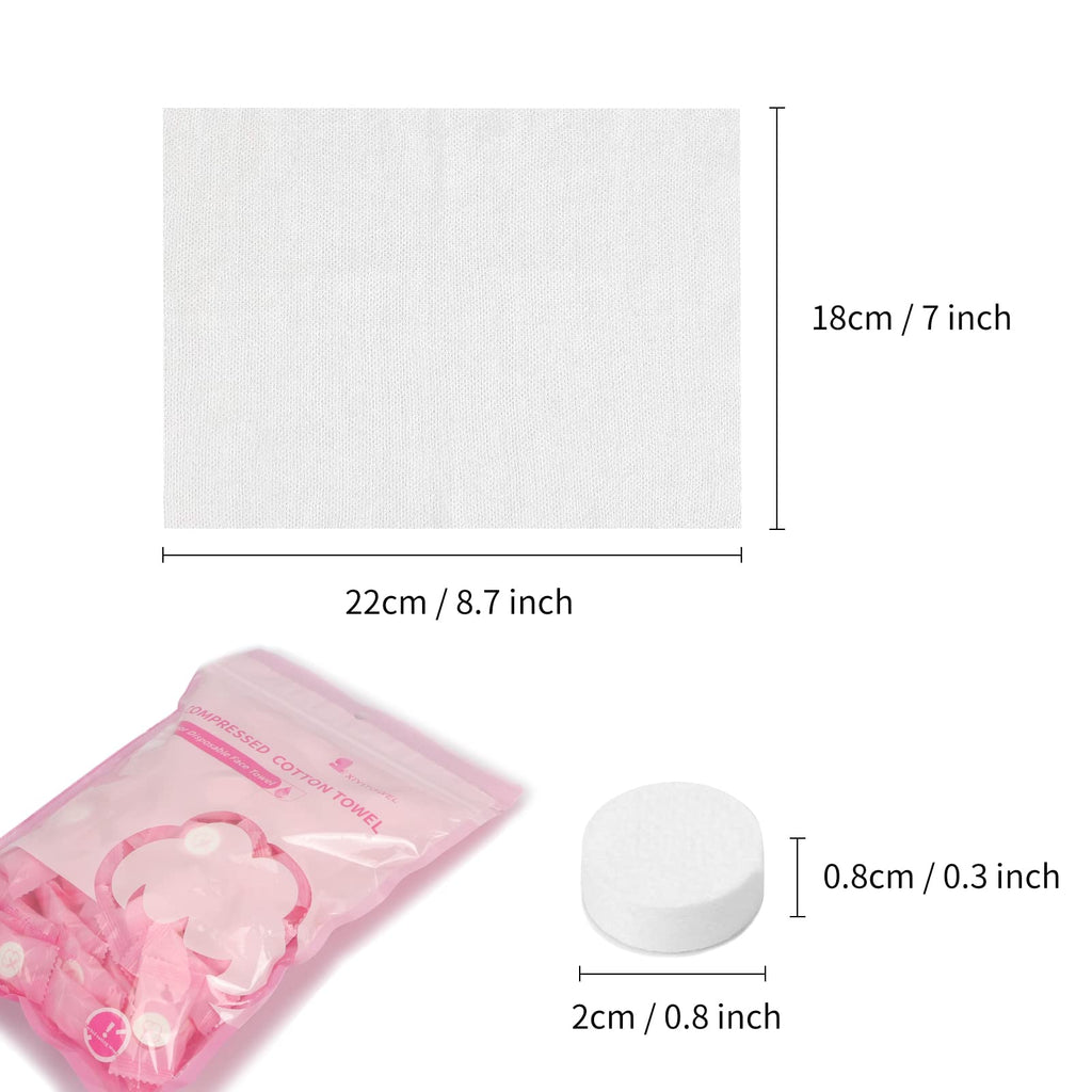 Classycoo Compressed Towel 100 PCS Mini Tablets Disposable Portable Face Towel Cotton Coin Tissue Eco-Friendly for Travel, Camping, Hiking, Sport, Beauty, Home Hand Cloths, Outdoor Activities Pink