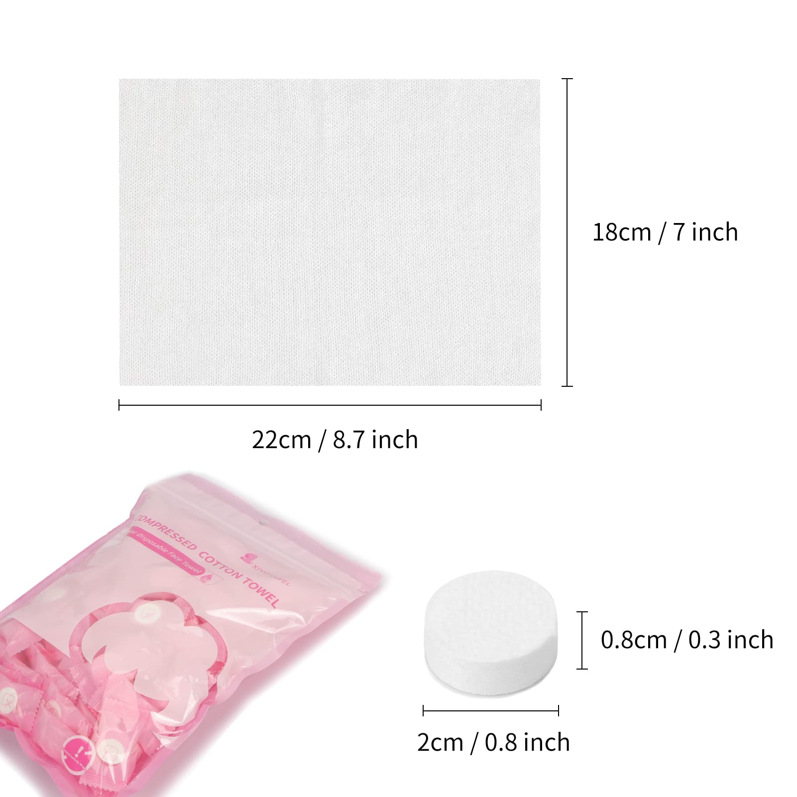 Classycoo Compressed Towel 100 PCS Mini Tablets Disposable Portable Face Towel Cotton Coin Tissue Eco-Friendly for Travel, Camping, Hiking, Sport, Beauty, Home Hand Cloths, Outdoor Activities Pink