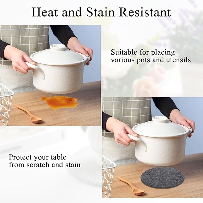SHACOS 8 Inches Trivets for Hot Dishes, 4 Pieces Cotton Trivets Mats