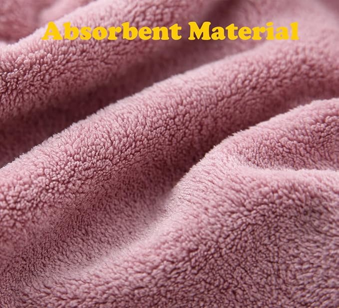 M-bestl 2 Pack Microfiber Hair Towel Wrap,Hair Drying Towel with Button Design,Head Towel to Dry Curly Hair Quickly (Bean Pink)