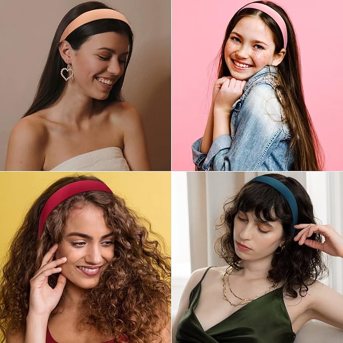 Wecoe 10 Pack Satin Headbands 1 Inch Wide Red White Black Pink Purple Headband Women Girls Non Slip Fashion Hair Bands Diy Holiday Costume Hair Accessories Women Girls Diademas Coreanas Para Mujer