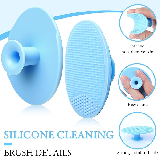 Nuogo 40 Pack Facial Cleansing Brush Face Scrubber Face Exfoliator Exfoliating Brush Soft Silicone Scrubber Handheld Wash Scrub Pad Tool for Deep Cleaning Pore Blackhead Skin Care Women (Blue)